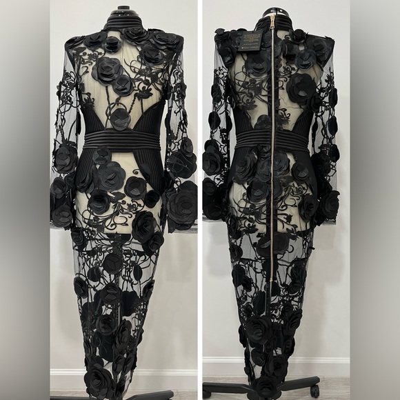 ZHIVAGO Battle Lines Floral-Embellished Vendetta Dress - Picture 2 of 10